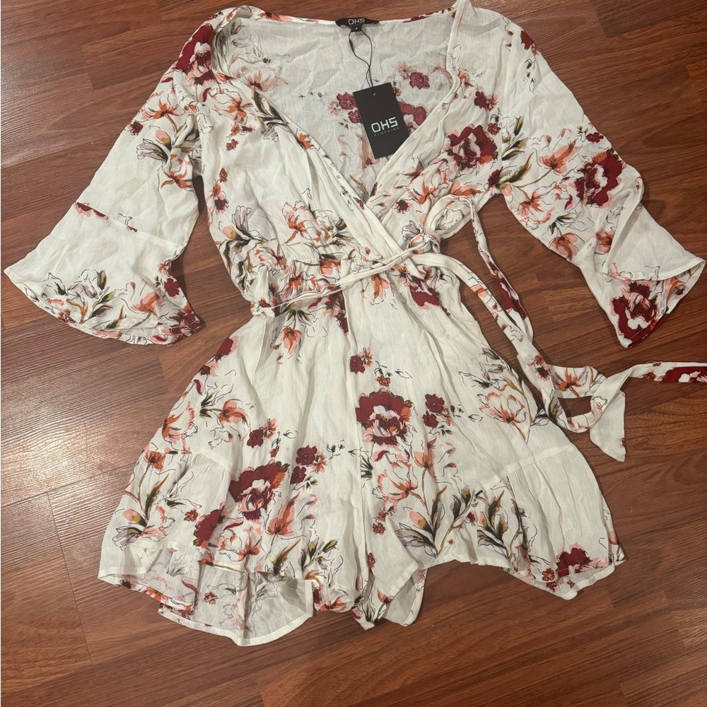 Floral Wrap Short Jumpsuit